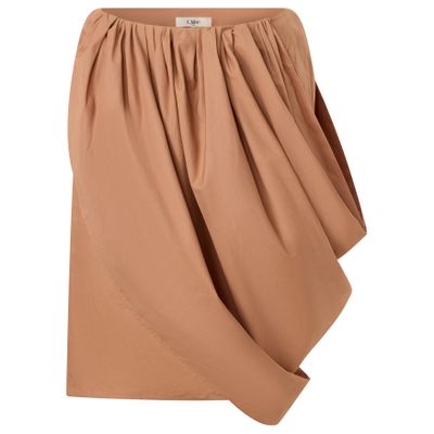 Chloé Gathered Midi Skirt In Brown