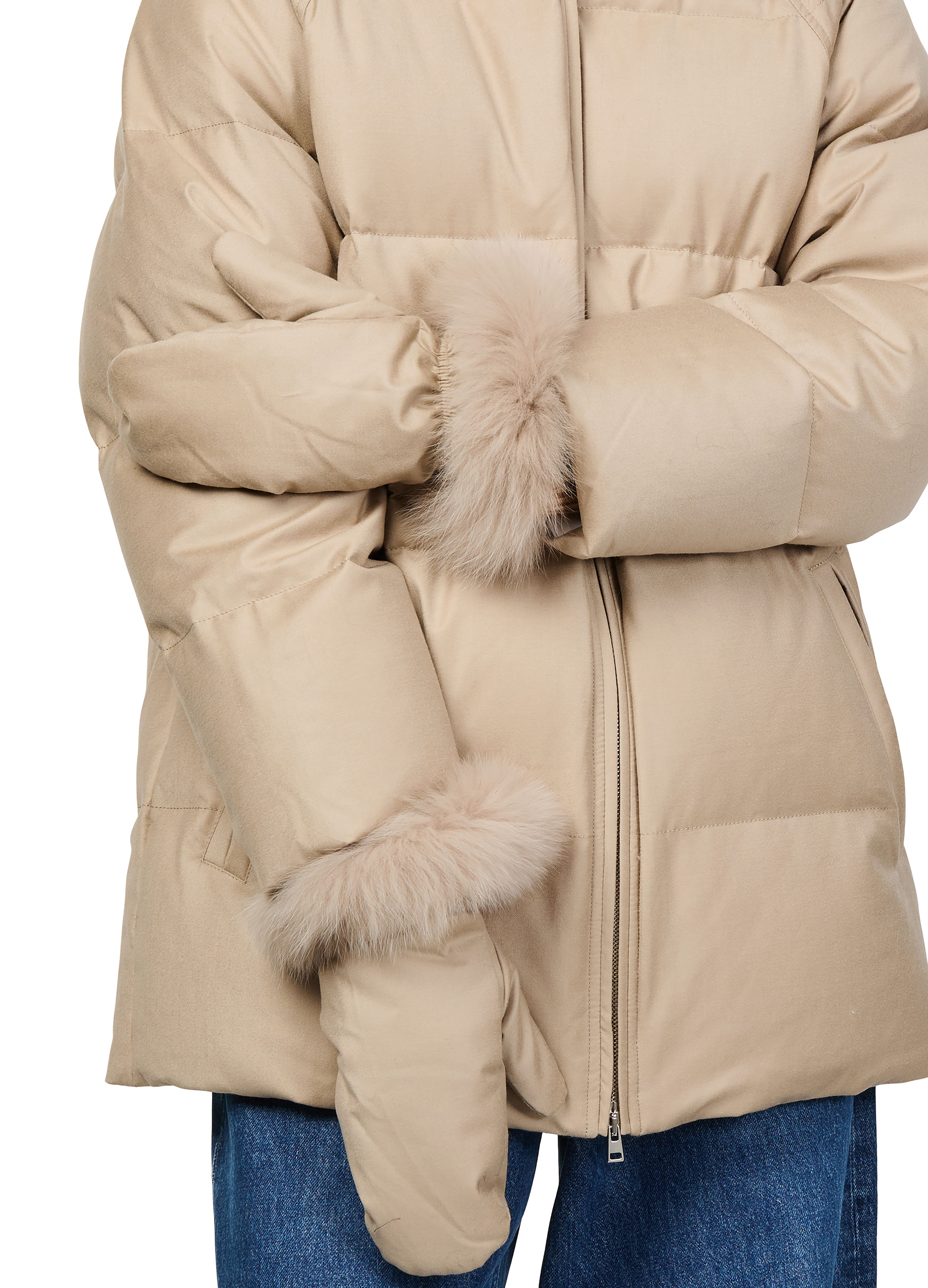 Puffer jacket with a fox fur collar thumbnail 7