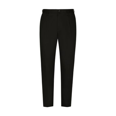 Dolce & Gabbana Stretch Cotton Pants With Dg Hardware In Black