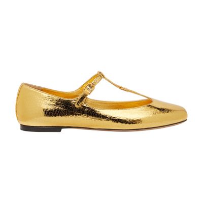 Chloé Chloe Marcie Metallic-leather Ballet Flats In Gold
