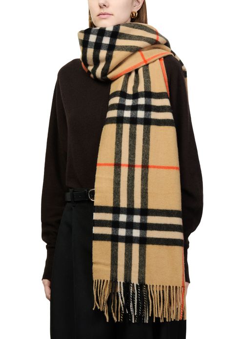 BURBERRY Wide Check Cashmere Scarf