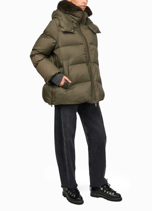 YVES SALOMON Hooded puffer jacket with a fox fur collar