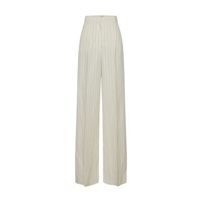 Shop Max Mara Giuliva Striped Wide-leg Pants In White