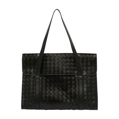 Bottega Veneta Intrecciato Portofolio In Black