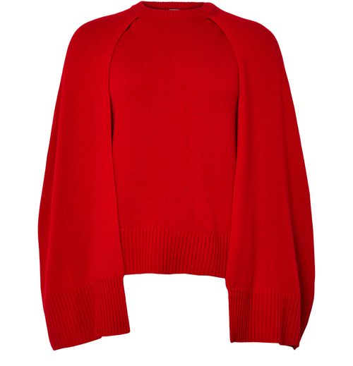 Toteme — Round neck knit cape (Red)