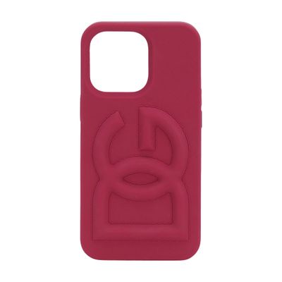 Shop Dolce & Gabbana Rubber Dg Logo Iphone 14 Pro Cover In Raspberry