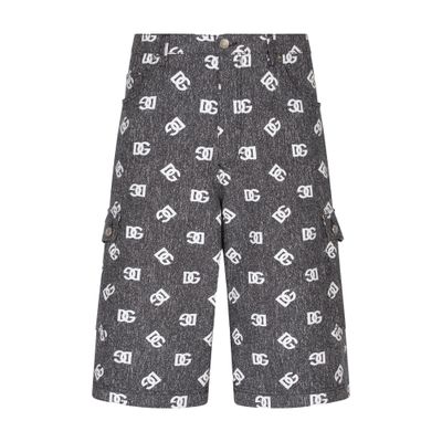 Dolce & Gabbana Printed Denim Stretch Bermuda Shorts In Multicolor