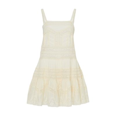 Zimmermann Halliday Lace Trim Short Dress In Beige