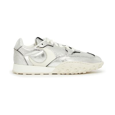 Shop Marine Serre Metal Free Leather Low-top Sneakers In Silver