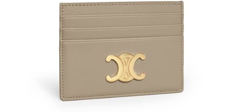 CELINE Porte-cartes en veau brillant Triomphe