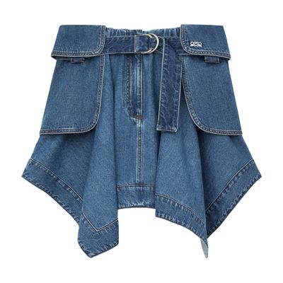 Trapeze Demin Skirt　マメクロゴウチ Women's Trapeze mini skirt in raw wash denim | CELINE | 24S