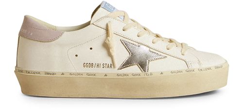 GOLDEN GOOSE Sneakers avec étoile en cuir et languette arrière en cuir Hi Star