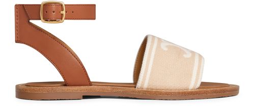 CELINE Celine Lympia in triomphe jacquard canvas and calfskin sandals