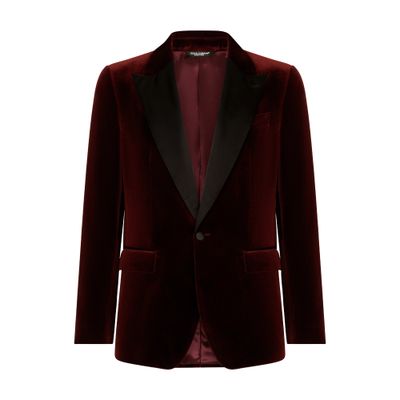 Dolce & Gabbana Velvet Tuxedo Jacket In Blue