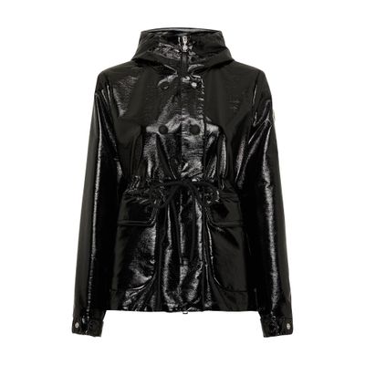 Moncler Agnou Glossy Textured Parka Jacket In Black