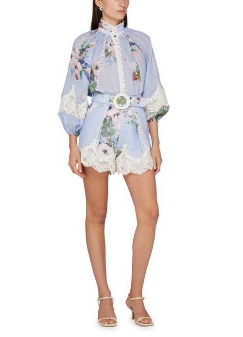 ZIMMERMANN Everley lace trim tuck short