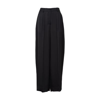 Totême Satin Wide Leg Pants In Black
