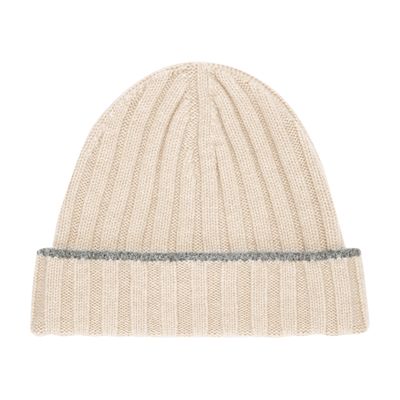 Brunello Cucinelli Cashmere Rib Knit Beanie In Beige