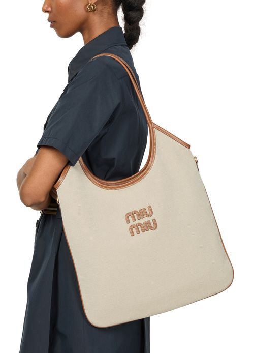 MIU MIU Sac Ivy en coton et cuir