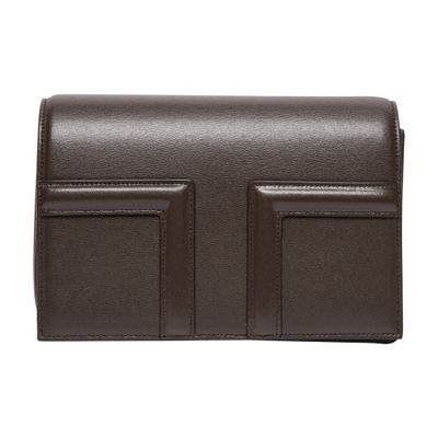 Totême T Flap Leather Crossbody Bag In Brown