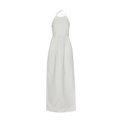 Max Mara Europa Open-back Pleated Cotton-canvas Maxi Dress In White