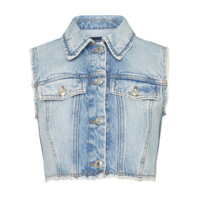 Sportmax Buttoned Sleeveless Denim Gilet In Blue