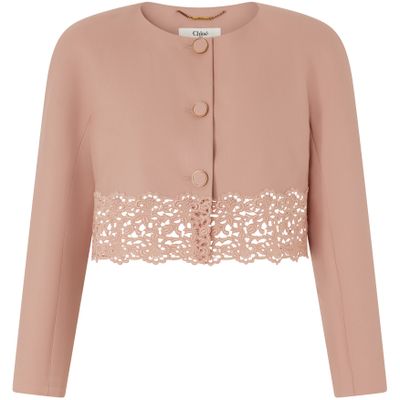 Chloé Cropped Woolen Jacket In Pink