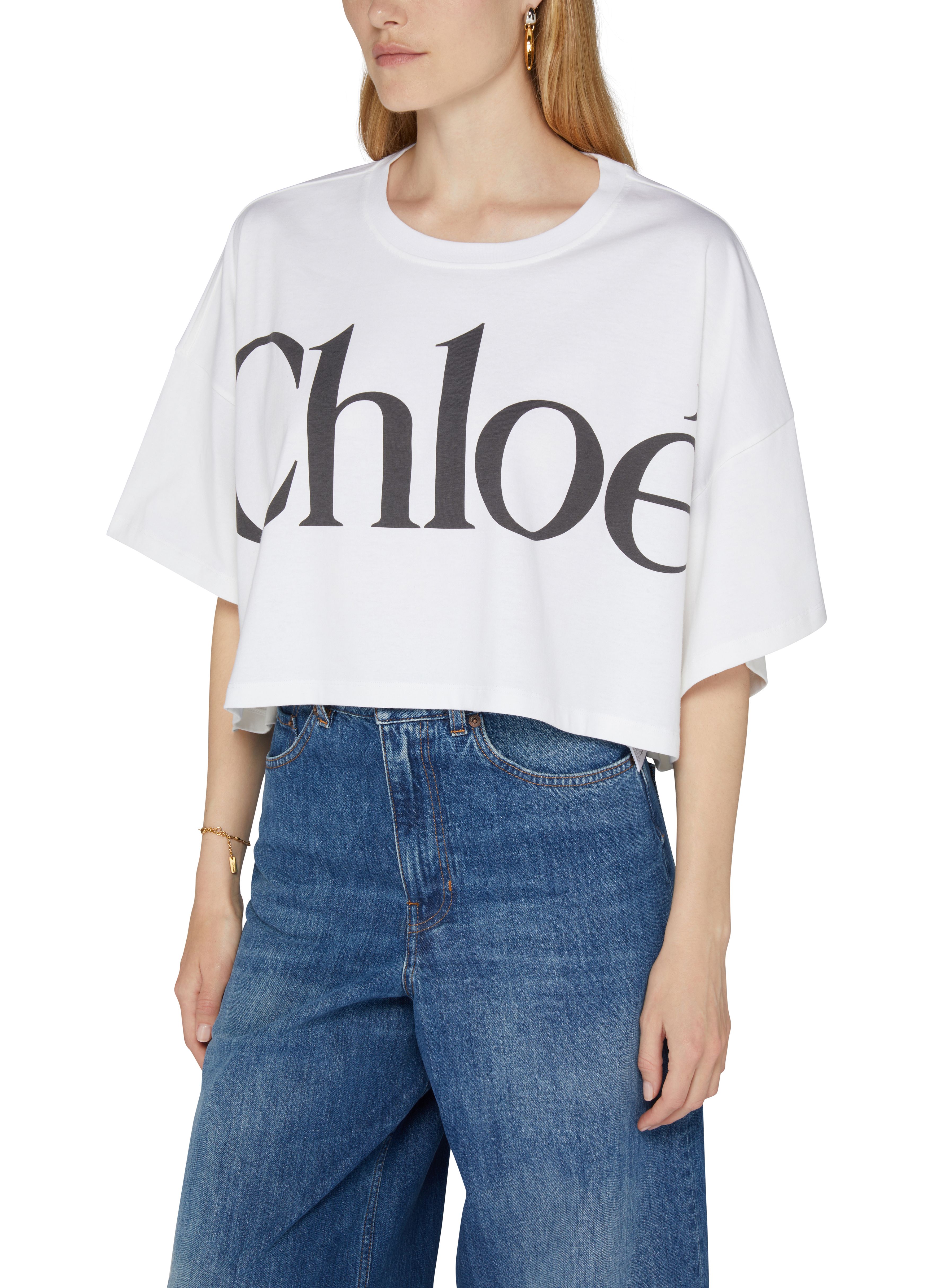 Short straight cotton t-shirt with logo thumbnail 4