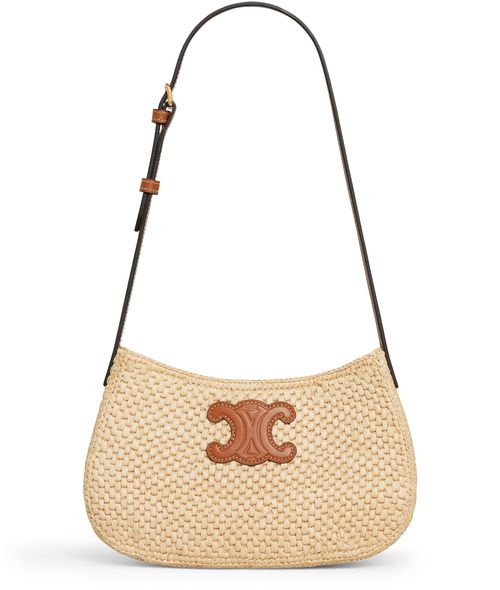 CELINE Medium Tilly bag in raffia and calfskin