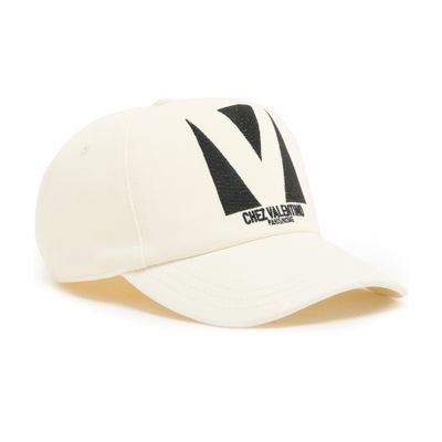 Valentino Ivory Cotton Baseball Cap In Off-white