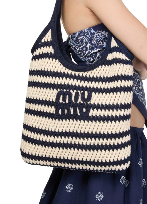 MIU MIU Ivy striped crochet tote bag