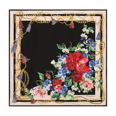 Dolce & Gabbana Floral-print Silk Twill Foulard (70x70) In Multicolor