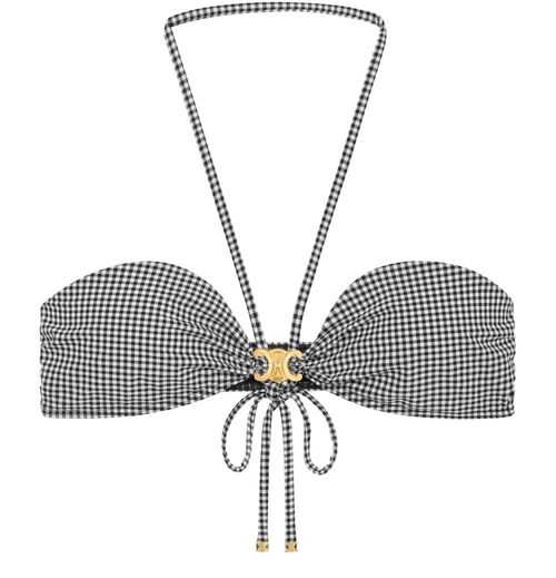 CELINE Triomphe balconette top in vichy jersey
