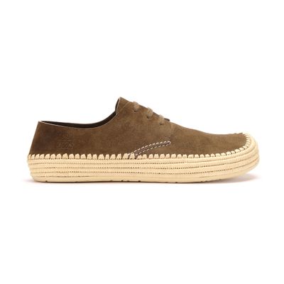 Loewe Rio Lace Up Espadrilles In Suede And Raffia In Brown