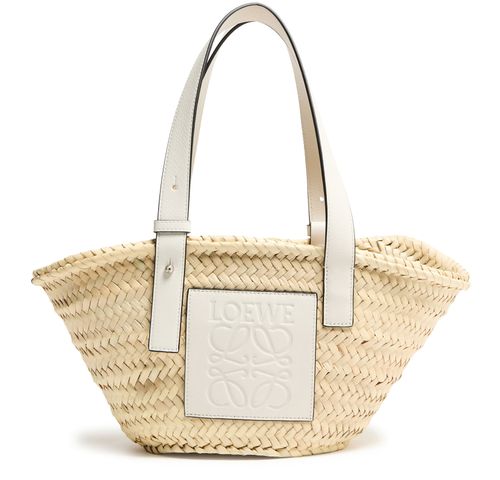 LOEWE Small Basket bag in palm leaf and calfskin