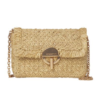 Vanessa Bruno Mini Moon Bag In Raffia In Naturel