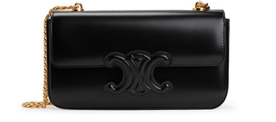 CHAIN SHOULDER BAG CUIR TRIOMPHE IN SHINY CALFSKIN - BLACK