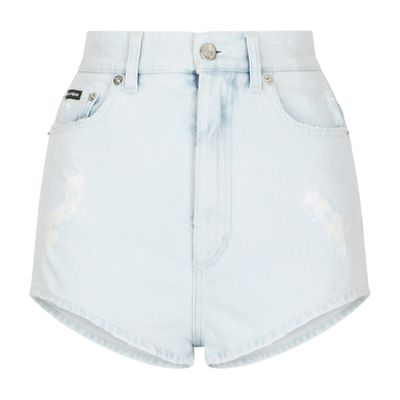 Dolce & Gabbana High-waisted Denim Shorts In Multicolor