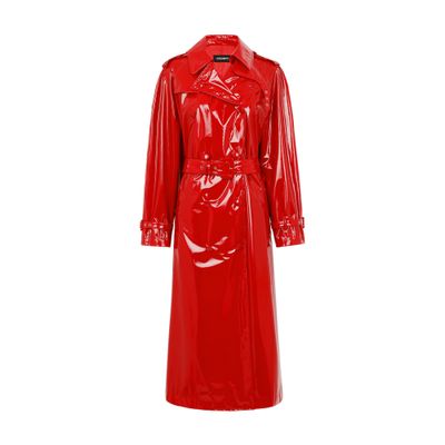 Shop Dolce & Gabbana Patent Trench Coat In Dark_blood_red