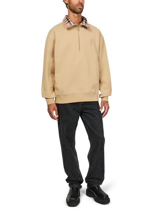 BURBERRY Check half-zip cotton sweatshirt