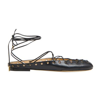 Chloé Ghillies Leather Ballet Flats In Black