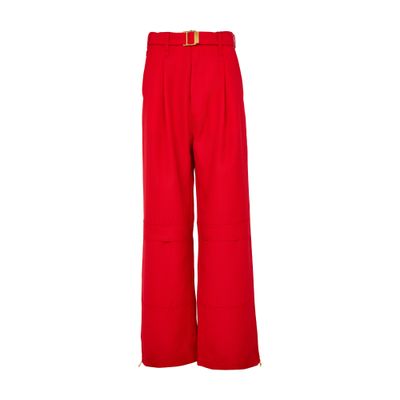 Ami Alexandre Mattiussi Fluid Wool Canvas Cargo Pants In Red