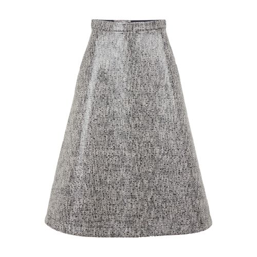 Coated tweed midi skirt