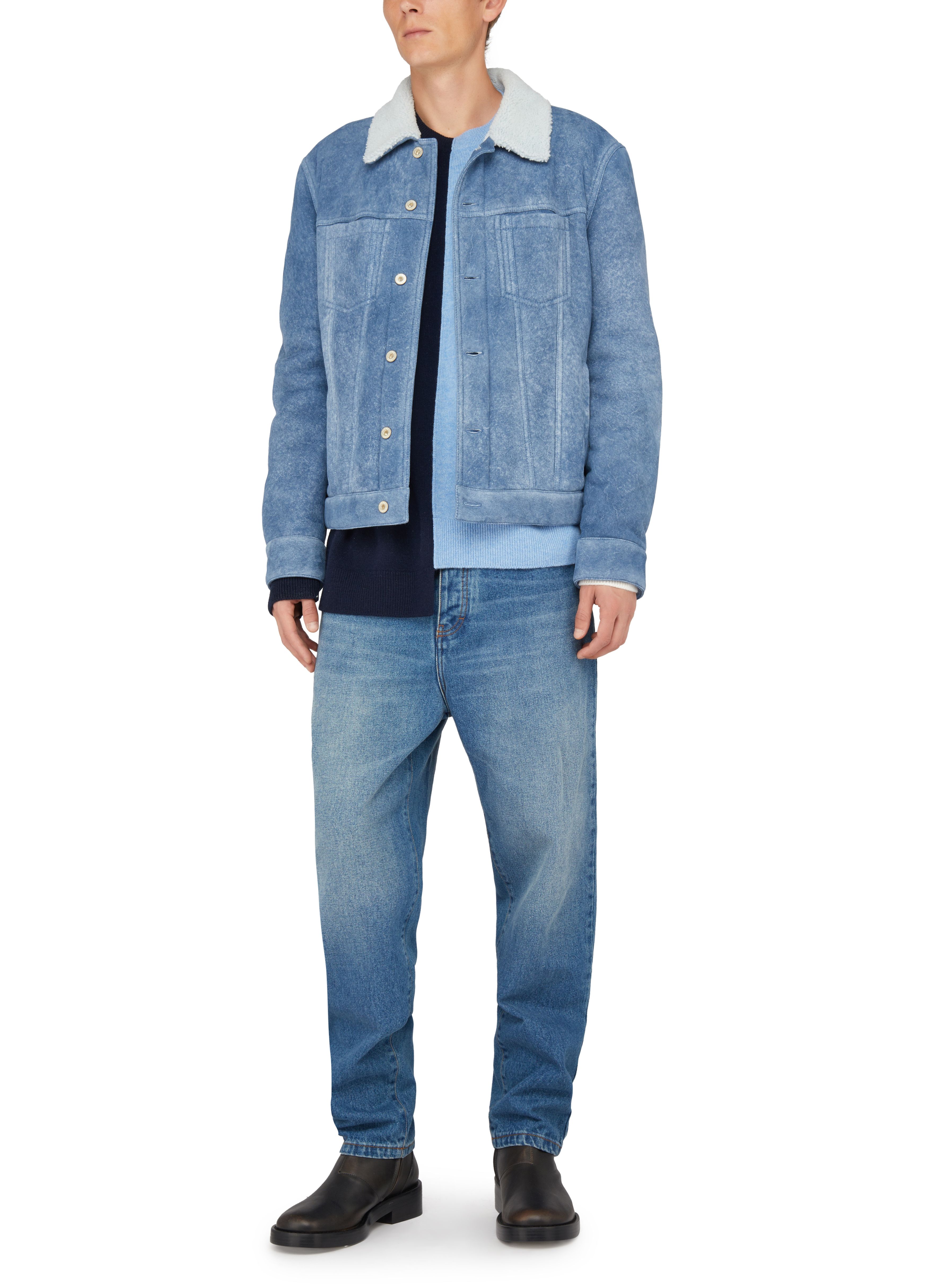 Denim jacket with shearling collar thumbnail 6
