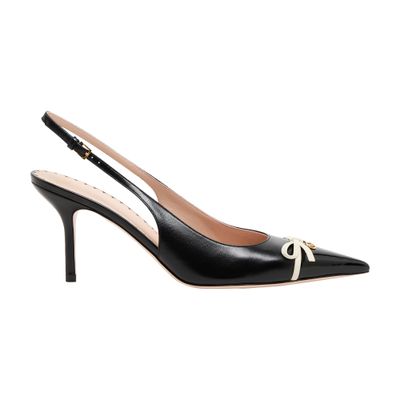 Valentino Bepointy 45 Bow-embellished Leather Slingback Pumps In Black