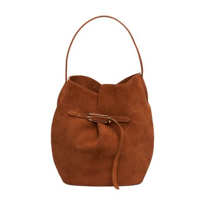 Liffner Large Belted Bucket Bag In Brown