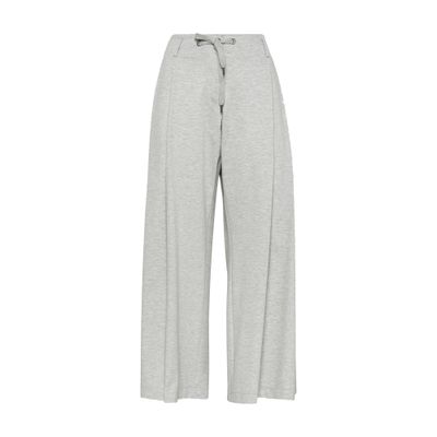 Brunello Cucinelli Pleated Wide-leg Ankle Cotton Felpa Spa Pants In Grey