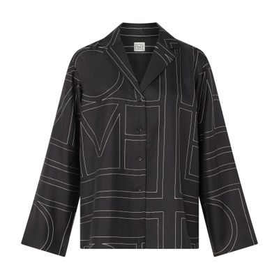 Totême Silk Pajama Top With Monogram In Black