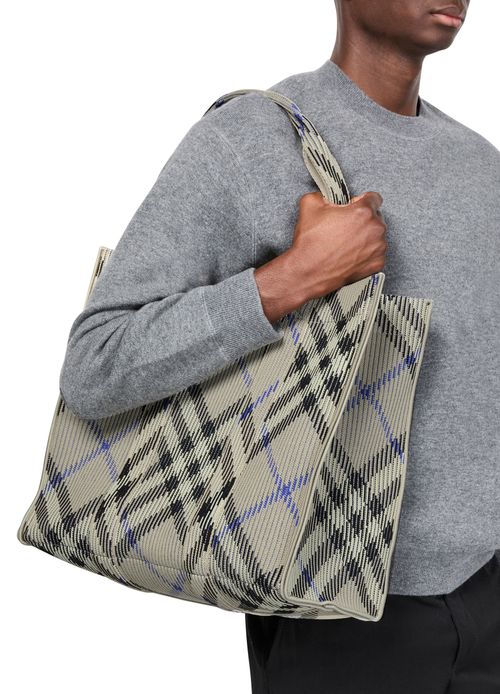 BURBERRY Check medium knitted tote bag