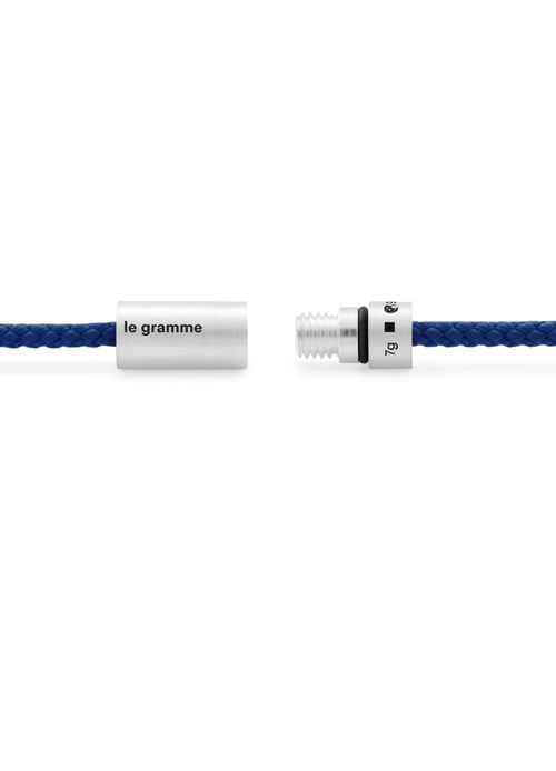 LE GRAMME 7 g Nato Strangarmband aus gebürstetem Sterlingsilber und blauem Polyester
